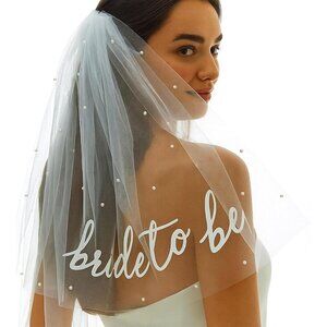 🆕Women White Sash Veil Bachelorette Party Bridal Shower Decorations